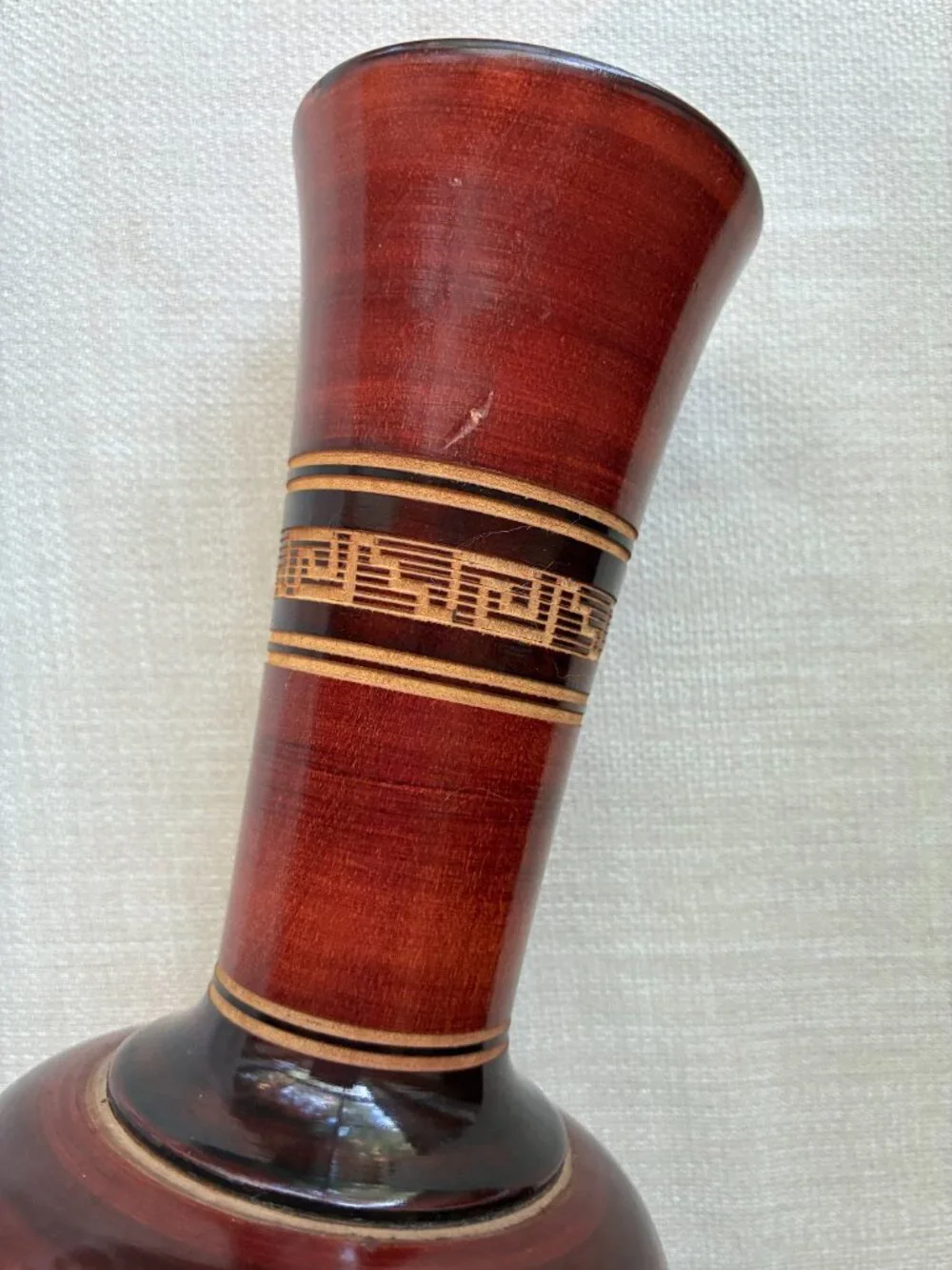 Vintage Artisanal Carved Wooden Bud Vase 9